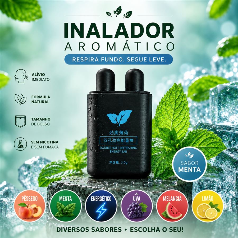 Inalador Nasal Aromático — vários sabores